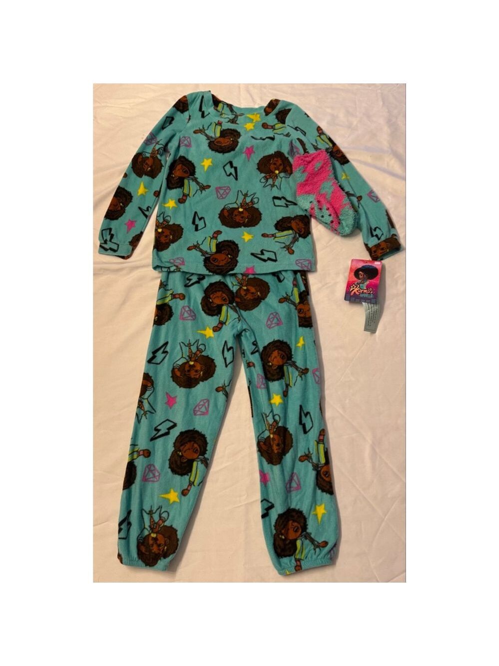 Girls Karma's World Pajama Set XS Blue Pink
